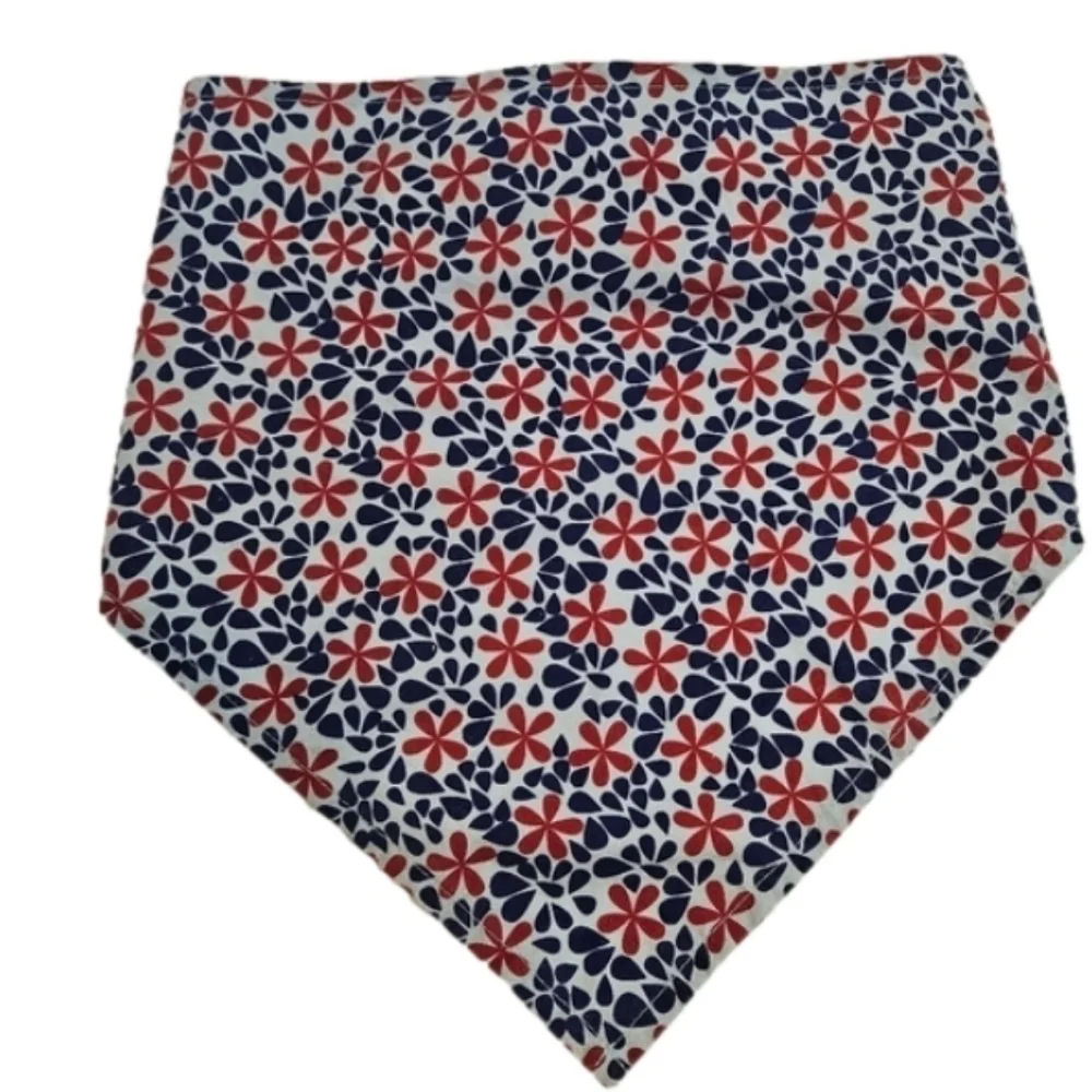 Upcycled Floral Dog Bandana M/L Velcro Closure Host Pick Pet Accessory Patriotic